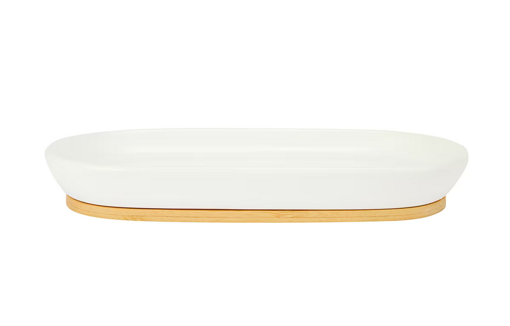Picture of White Amenity Tray with Wooden Bamboo Base